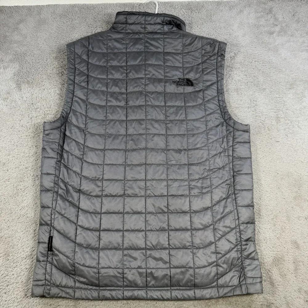The North Face Vest Mens Small Gray ThermoBall Puffer Quilted Full Zip Nylon